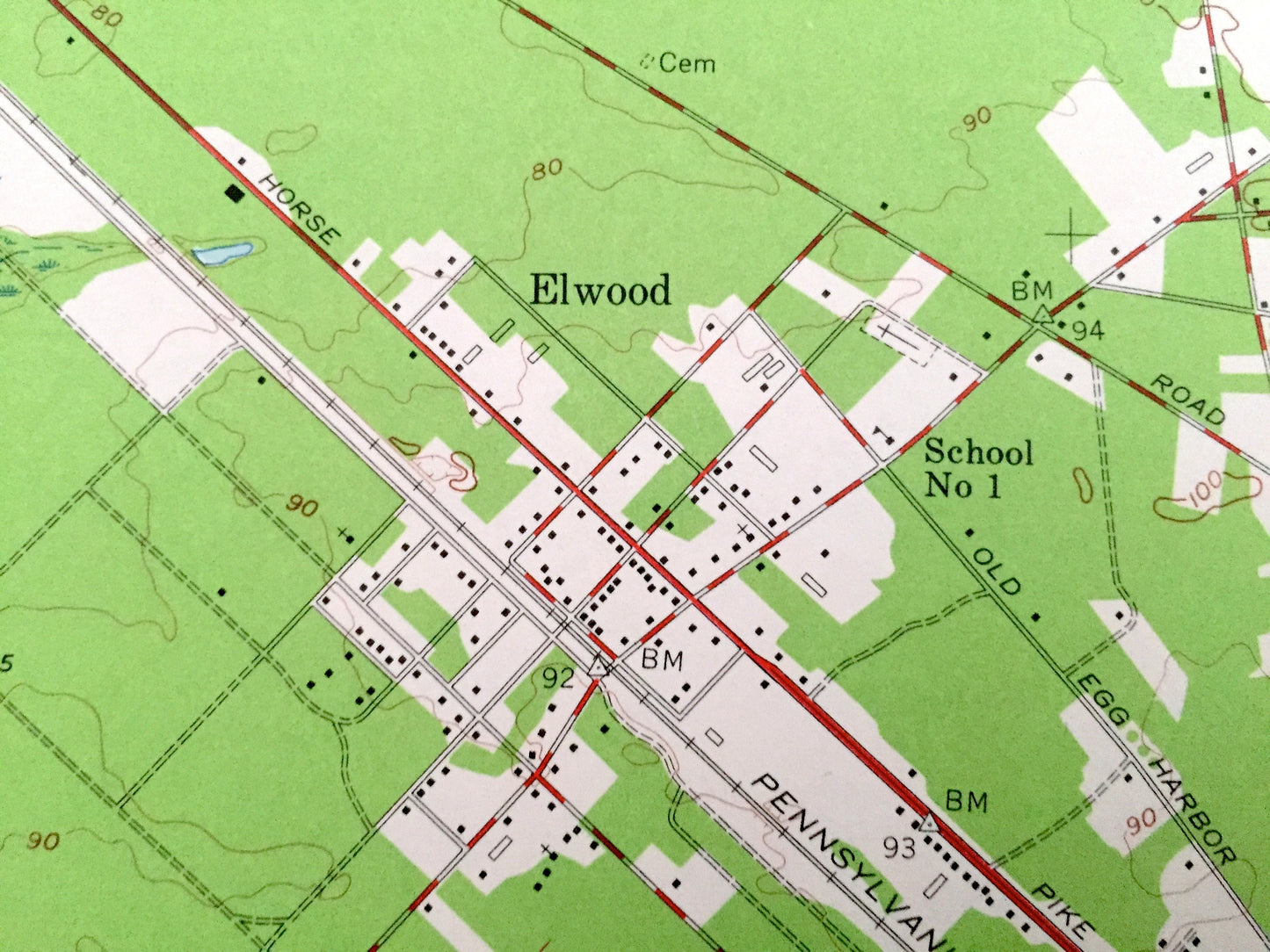 Antique Egg Harbor City, New Jersey 1956 US Geological Survey Topographic Map —  Hamilton, Mullica, Galloway, Devonshire, Elwood