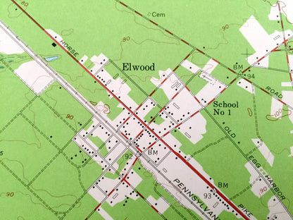 Antique Egg Harbor City, New Jersey 1956 US Geological Survey Topographic Map —  Hamilton, Mullica, Galloway, Devonshire, Elwood
