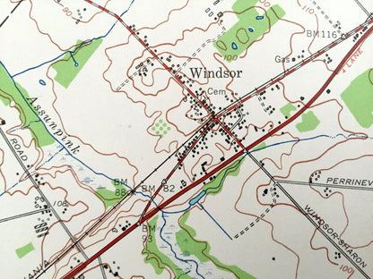 Antique Allentown, New Jersey 1957 US Geological Survey Topographic Map – Washington, East Windsor, Millstone, Upper Freehold, Hamilton, NJ