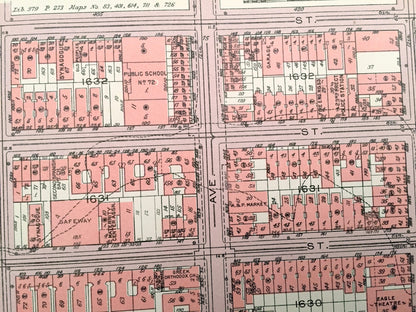 Antique Manhattan, New York City Map from Bromley's 1955 Manhattan Land Book – Harlem, Yorkville, Upper East Side Central Park Carver NYC NY