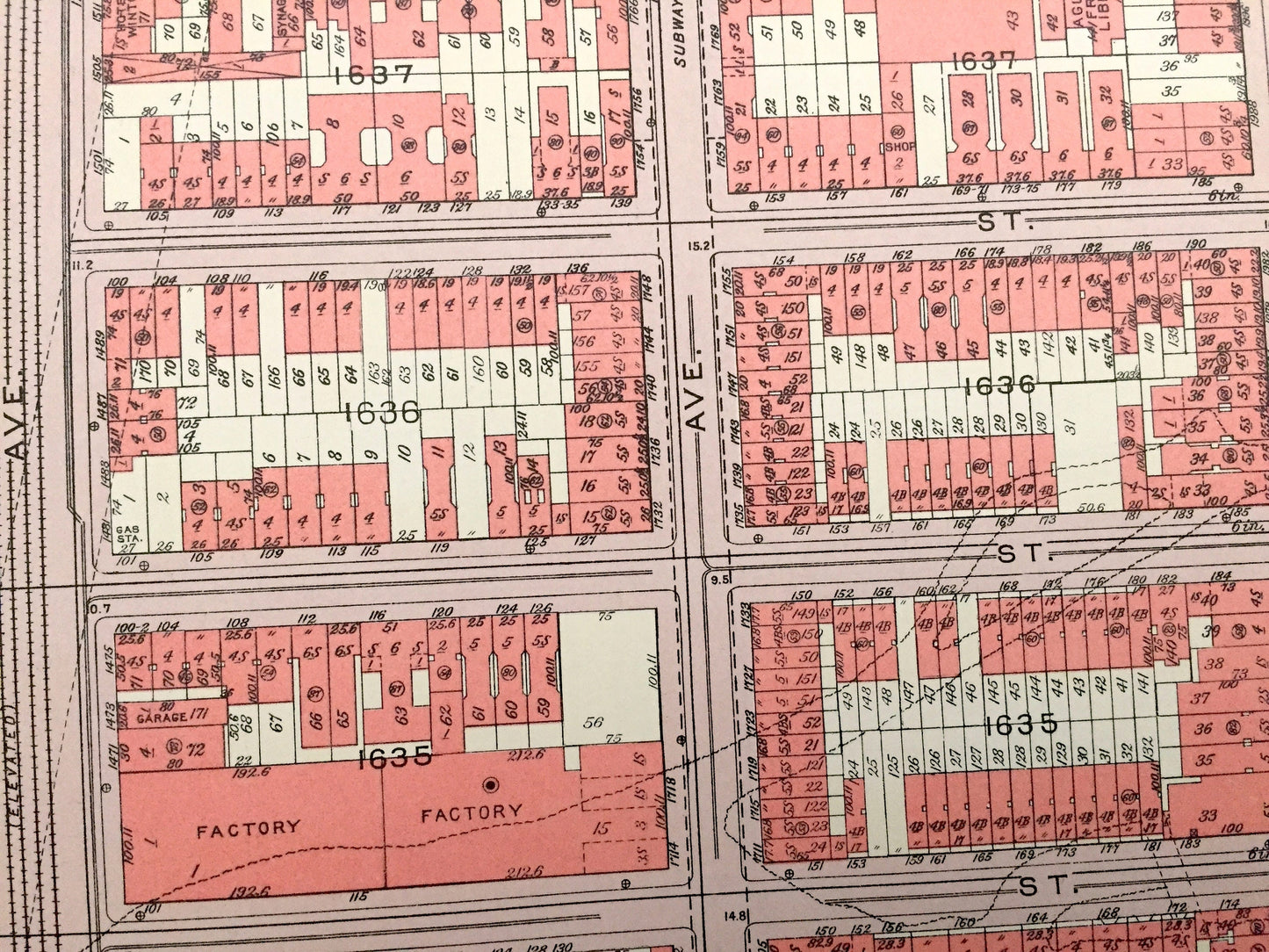 Antique Manhattan, New York City Map from Bromley's 1955 Manhattan Land Book – Harlem, Upper East Side, Central Park, Frawley Circle, NYC NY