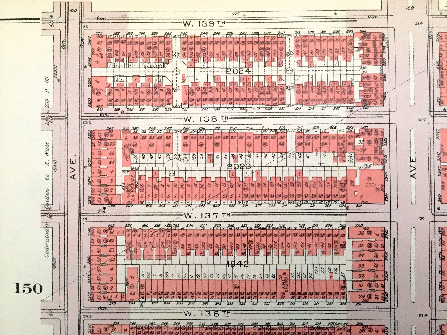 Antique Manhattan, New York City Map from Bromley's 1955 Manhattan Land Book – East Harlem, Riverton, Park Avenue, Madison, Bridge NYC NY