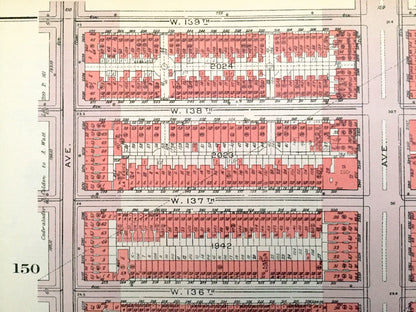 Antique Manhattan, New York City Map from Bromley's 1955 Manhattan Land Book – East Harlem, Riverton, Park Avenue, Madison, Bridge NYC NY