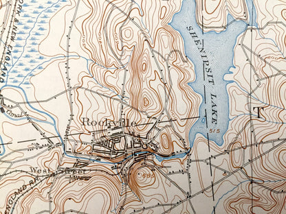 Antique Tolland, Connecticut 1892 US Geological Survey Topographic Map – Rockville, Coventry, Ellington, Somers, Stafford Springs, CT, Conn