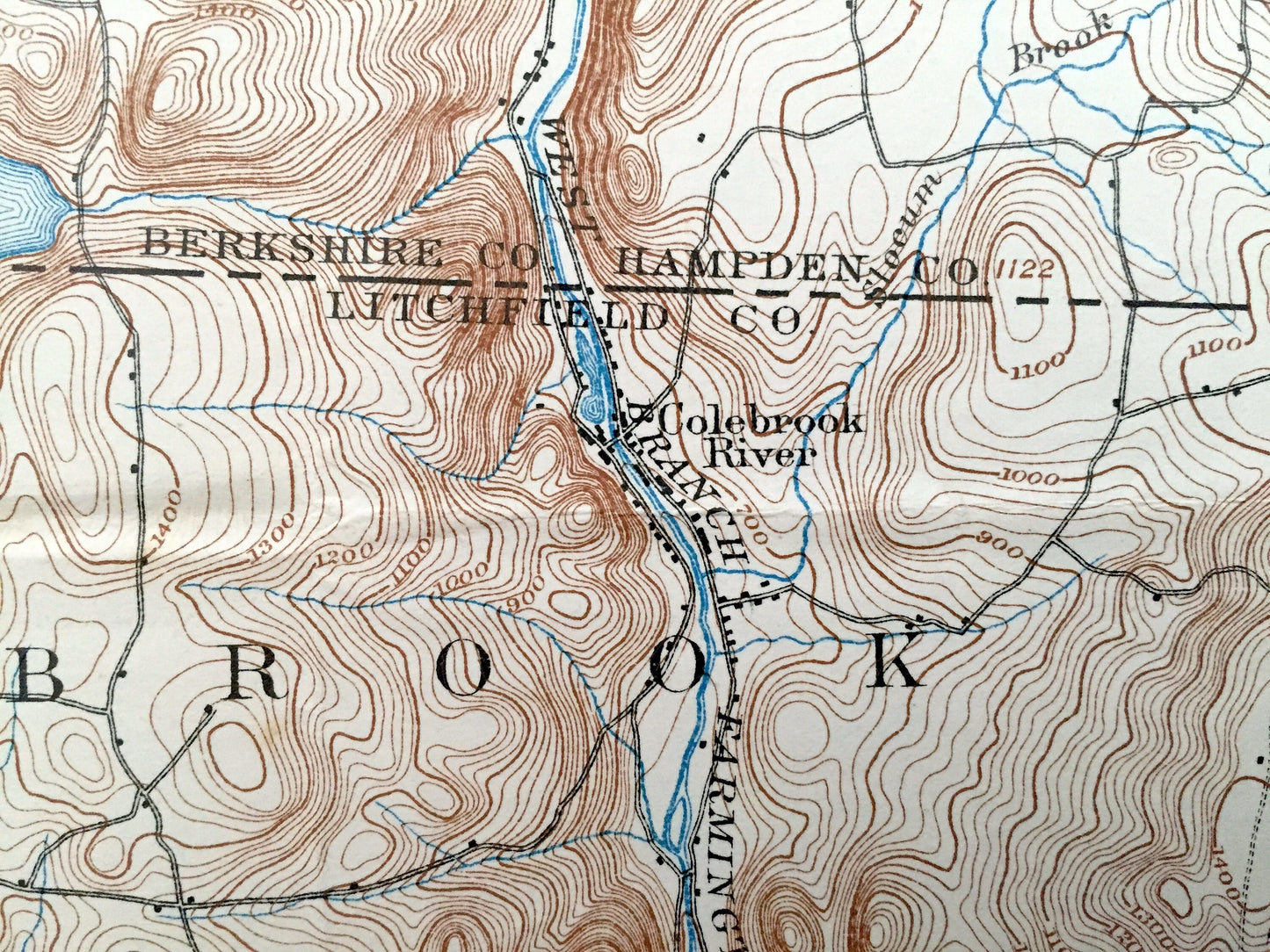 Antique Sandisfield, Massachusetts 1897 US Geological Survey Topographic Map – Otis, Monterey, New Marlboro, Tolland, Norfolk, Connecticut