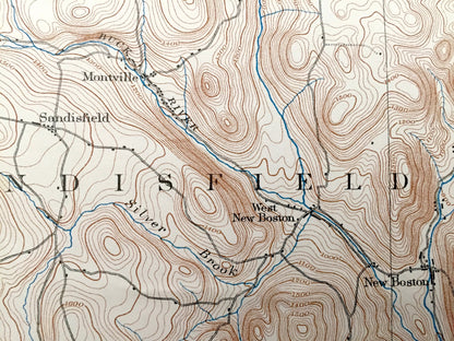 Antique Sandisfield, Massachusetts 1897 US Geological Survey Topographic Map – Otis, Monterey, New Marlboro, Tolland, Norfolk, Connecticut