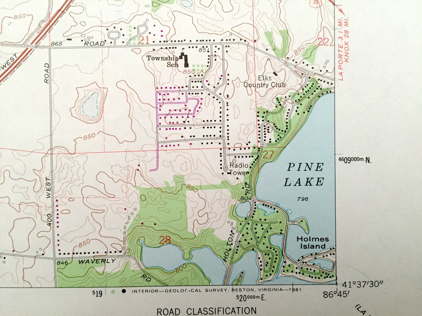 Antique Michigan City, Indiana 1969 US Geological Survey Topographic Map – Michigan, Springfield, Coolspring, Center, La Porte County