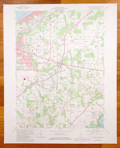 Antique Michigan City, Indiana 1969 US Geological Survey Topographic Map – Michigan, Springfield, Coolspring, Center, La Porte County