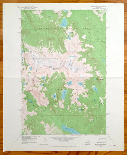 Antique Mount Daniel, Washington 1965 US Geological Survey Topographic Map – King, Kittatas County, Wenatchee, Snoqualmie National Forest WA