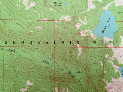 Antique Mount Daniel, Washington 1965 US Geological Survey Topographic Map – King, Kittatas County, Wenatchee, Snoqualmie National Forest WA