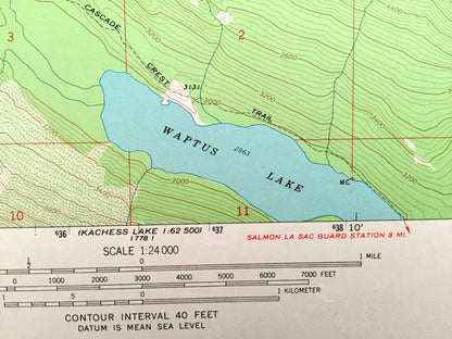 Antique Mount Daniel, Washington 1965 US Geological Survey Topographic Map – King, Kittatas County, Wenatchee, Snoqualmie National Forest WA