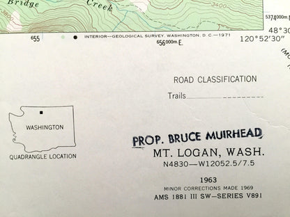 Antique Mt. Logan, Washington 1963 US Geological Survey Topographic Map – North Cascades, Mt Baker, Ragged Ridge, Red Mountain, Glaciers