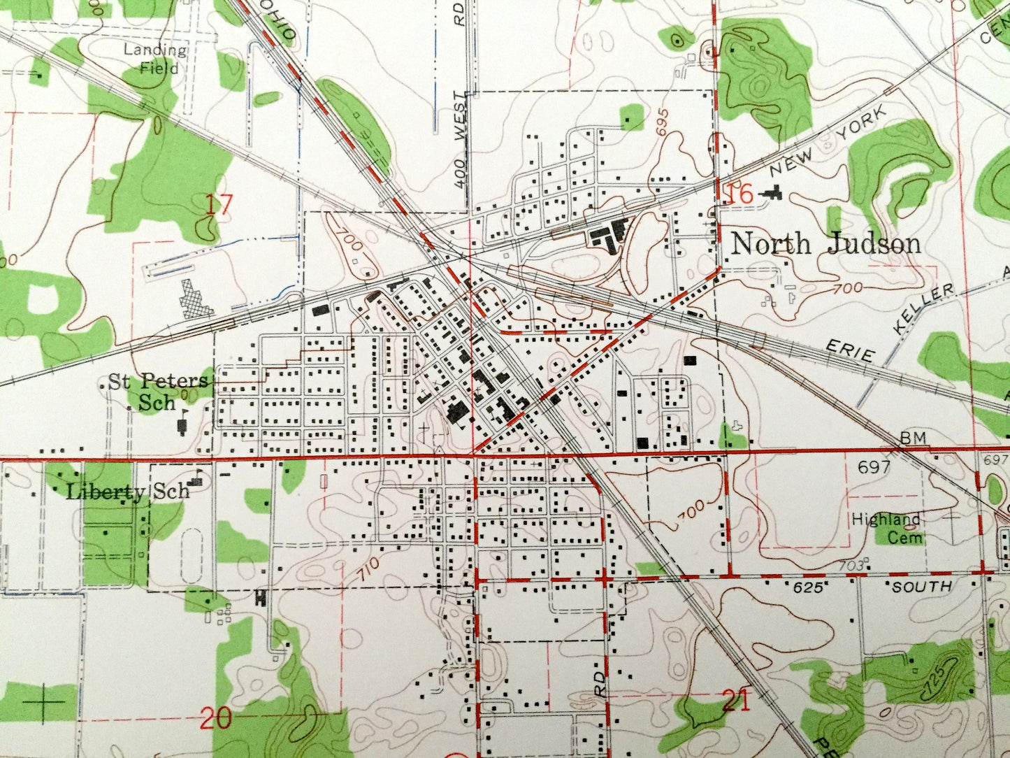 Antique North Judson, Indiana 1959 US Geological Survey Topographic Map – Railroad, Wayne, Cass, Rich Grove, Starke, Pulaski County, IN