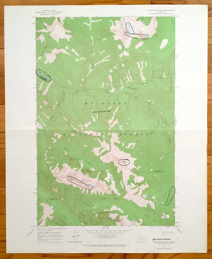 Antique Crater Mountain, Washington 1963 US Geological Survey Topographic Map – Mt Baker National Forest Beebe Mountain Ross Lake Skagit WA