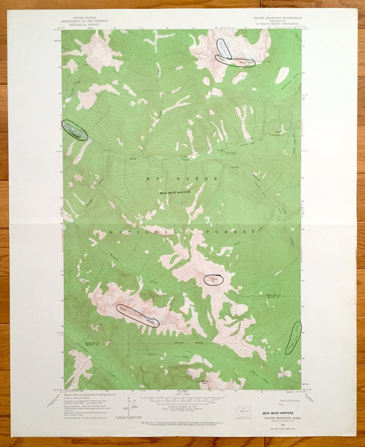Antique Crater Mountain, Washington 1963 US Geological Survey Topographic Map – Mt Baker National Forest Beebe Mountain Ross Lake Skagit WA