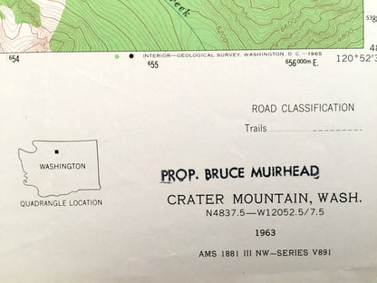 Antique Crater Mountain, Washington 1963 US Geological Survey Topographic Map – Mt Baker National Forest Beebe Mountain Ross Lake Skagit WA