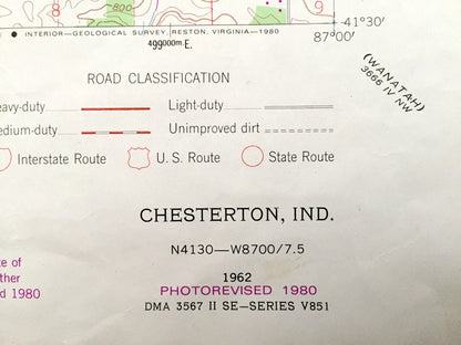 Antique Chesterton, Indiana 1962 US Geological Survey Topographic Map – Westchester, Burns Harbor, Valparaiso, Liberty, Jackson, Porter