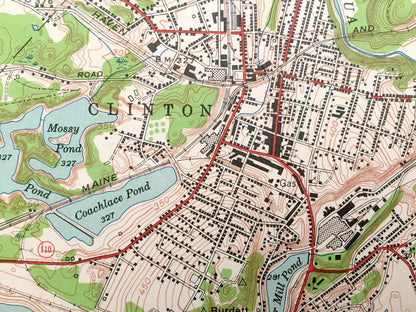 Antique Clinton, Massachusetts 1950 US Geological Survey Topographic Map – Worcester County, Sterling, Berlin, Leominster, Boylston, MA