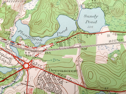 Antique Antique Ayer, Massachusetts 1950 US Geological Survey Topographic Map – Harvard, Littleton,  Fort Devens, Boxborough, Shirley, MA