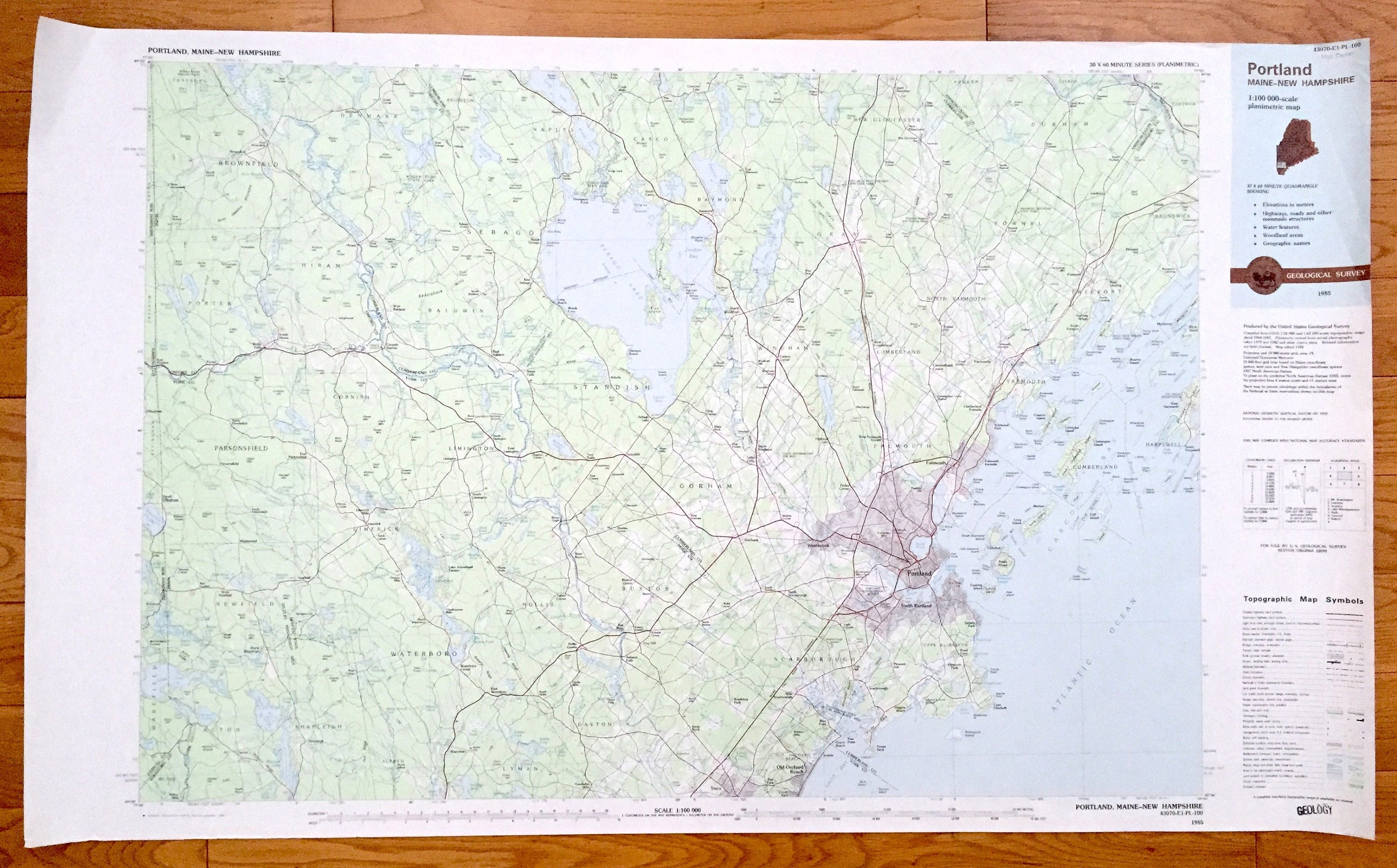 Antique Portland, Maine 1985 US Geological Survey Topographic Map – Se ...