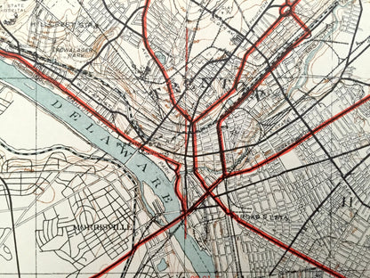 Antique New Jersey & Pennsylvania 1913 Dept of Economic Development Topographic Map – Trenton Burlington Mercer Hunterdon Philadelphia NJ PA