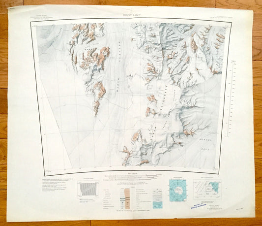 Antique Mount Rabot, Antarctica 1964 US Geological Survey Topographic Map – Marsh Glacier, Queen Elizabeth Range, Nimrod Glacier, Bowden