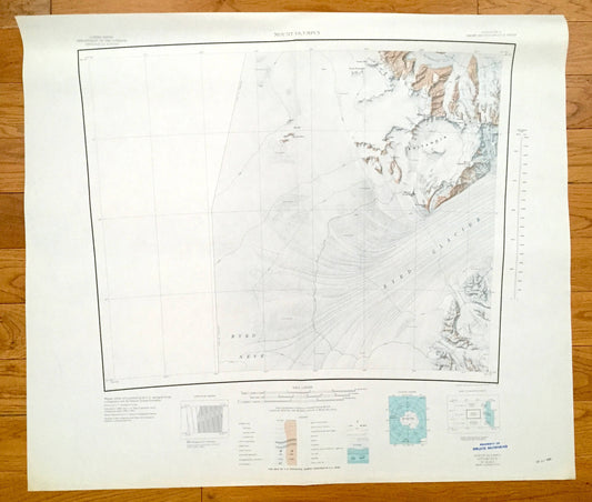 Antique Mount Olympus, Antarctica 1964 US Geological Survey Topographic Map – Byrd Glacier, Byrd Neve, Britannia Range, Hatherton Glacier