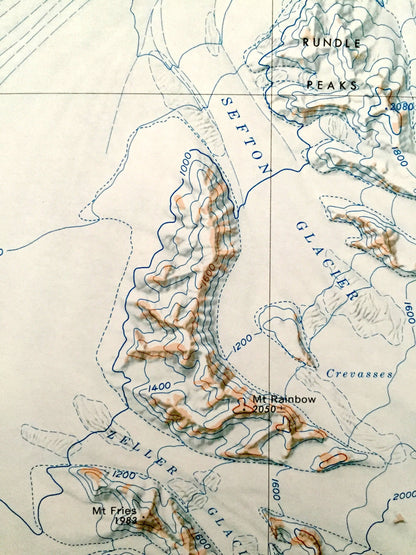 Antique Mount Olympus, Antarctica 1964 US Geological Survey Topographic Map – Byrd Glacier, Byrd Neve, Britannia Range, Hatherton Glacier