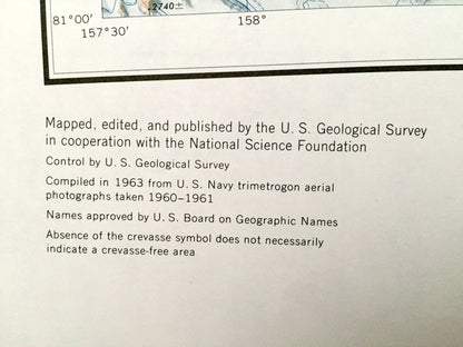 Antique Cape Selborne, Antarctica 1963 US Geological Survey Topographic Map – Ross Ice Shelf, Byrd Glacier, Churchill Range, Britannia Range
