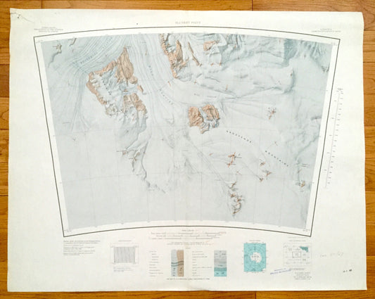 Antique Plunket Point, Antarctica 1965 US Geological Survey Topographic Map – Grosvenor Mountains, Dominion Range, Shackleton Ice Falls