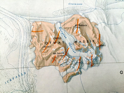 Antique Plunket Point, Antarctica 1965 US Geological Survey Topographic Map – Grosvenor Mountains, Dominion Range, Shackleton Ice Falls