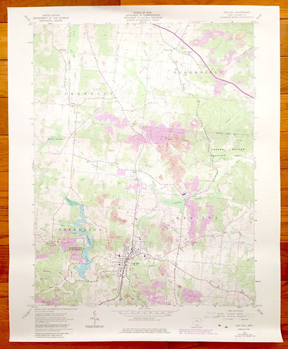 Antique Oak Hill, Ohio 1961 US Geological Survey Topographic Map – Jackson County, Franklin, Jefferson, Madison, Bloomfield, Pyro, Lake, OH