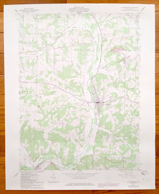 Antique Millersburg, Ohio 1961 US Geological Survey Topographic Map – Holmes County, Killbuck, Mechanic, Monroe, Hardy, Prairie, Ripley, OH