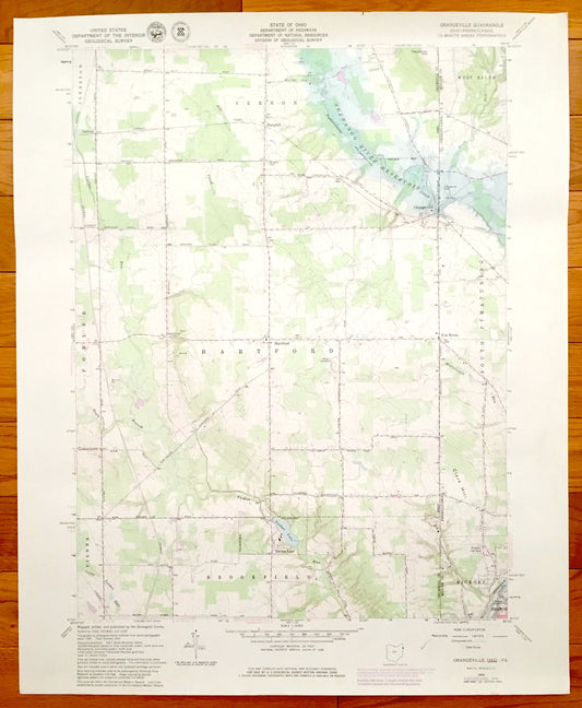 Antique Orangeville, Ohio & South Pymatuning, Pennsylvania 1961 US Geological Survey Topographic Map – Brookfield, Hartford, Vernon, Hickory