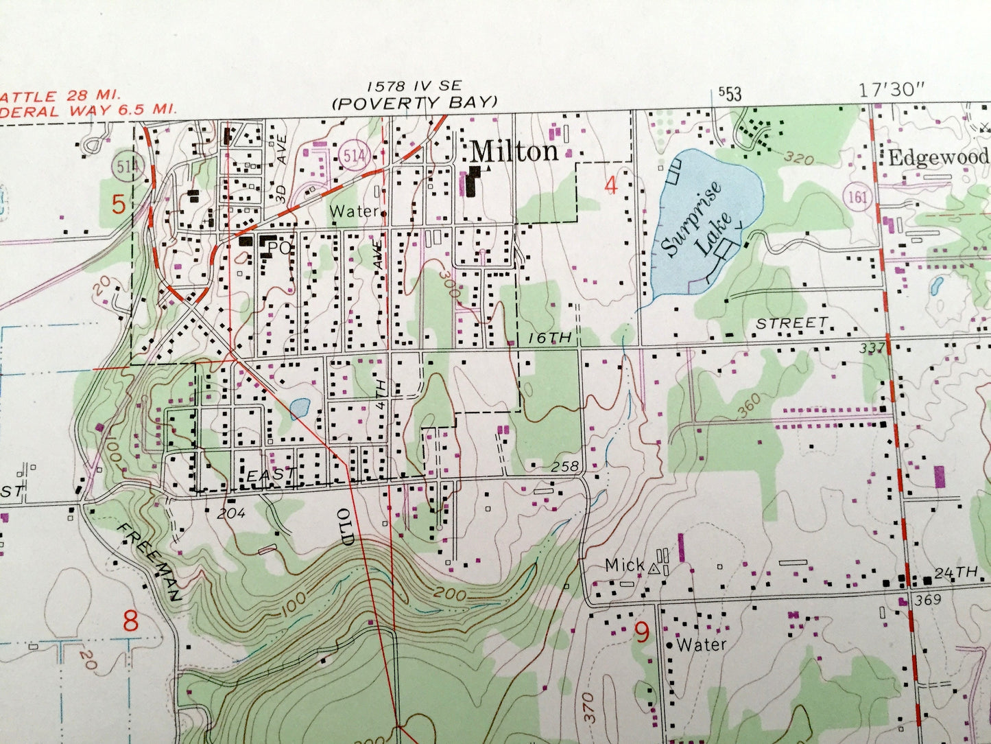 Antique Puyallup, Washington 1961 US Geological Survey Topographic Map – Fife, Milton, Sumner, Edgewood, Pierce County, Indian Reservation