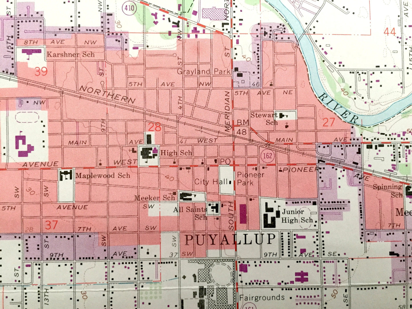Antique Puyallup, Washington 1961 US Geological Survey Topographic Map – Fife, Milton, Sumner, Edgewood, Pierce County, Indian Reservation