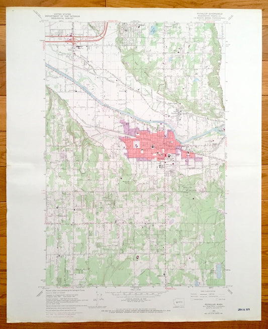 Antique Puyallup, Washington 1961 US Geological Survey Topographic Map – Fife, Milton, Sumner, Edgewood, Pierce County, Indian Reservation
