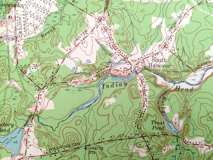 Antique Hanover, Massachusetts 1962 US Geological Survey Topographic Map – Pembrooke, Duxbury, Kingston, Halifax, Hanson, Plympton, MA