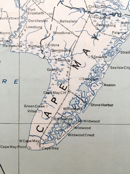 Antique New Jersey State 1948 US Geological Survey Map – Warren, Hunterdon, Somerset, Atlantic, Cape May, Ocean, Middlesex, Union, Essex, NJ