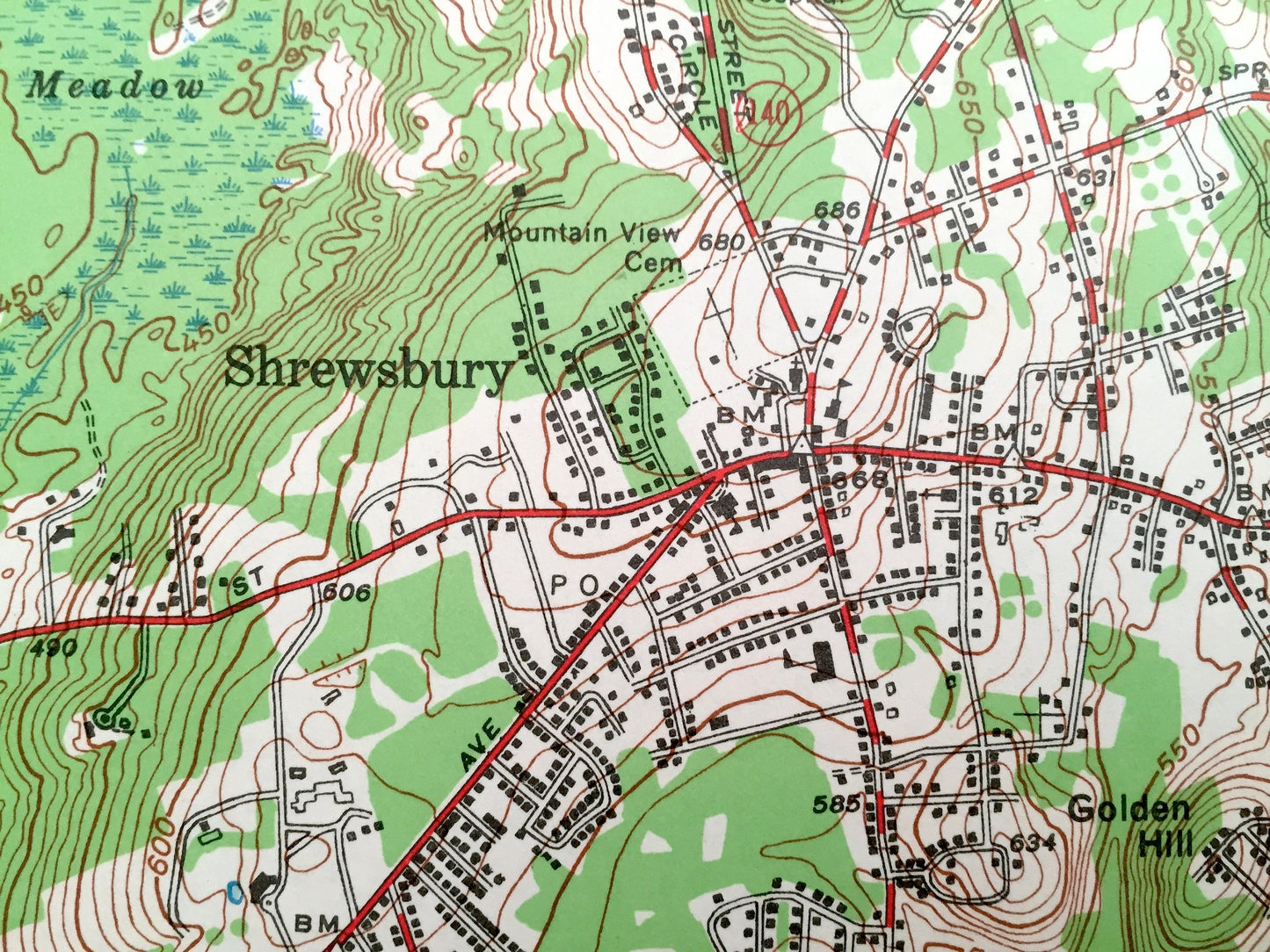 Antique Shrewsbury, Massachusetts 1953 US Geological Survey Topographic Map – Boylston, Berlin, Northborough, Westborough, Fairlawn