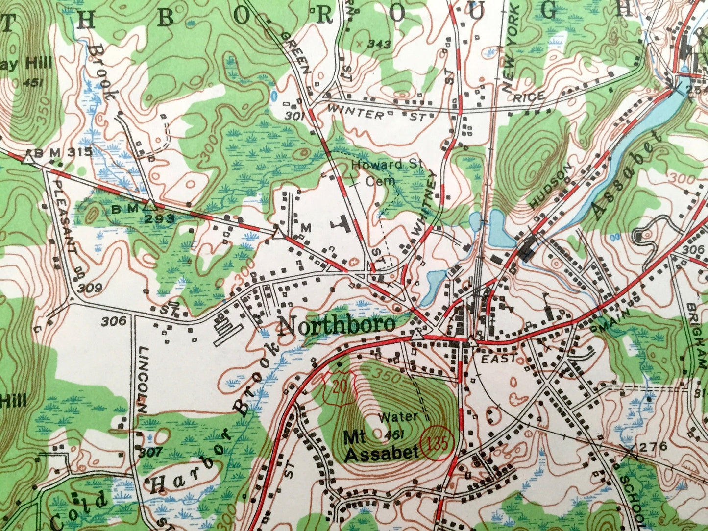 Antique Shrewsbury, Massachusetts 1953 US Geological Survey Topographic Map – Boylston, Berlin, Northborough, Westborough, Fairlawn