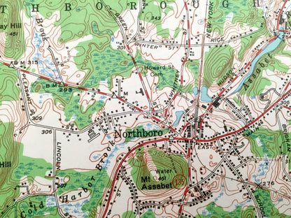 Antique Shrewsbury, Massachusetts 1953 US Geological Survey Topographic Map – Boylston, Berlin, Northborough, Westborough, Fairlawn