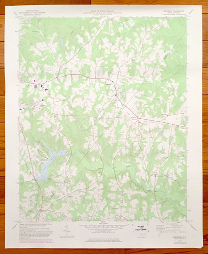 Antique Broadway, North Carolina 1977 US Geological Survey Topographic Map – Swann, Seminole, Ryes, Harnett, Lee County, Lake Trace, NC