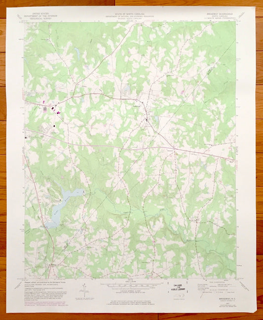 Antique Broadway, North Carolina 1977 US Geological Survey Topographic Map – Swann, Seminole, Ryes, Harnett, Lee County, Lake Trace, NC