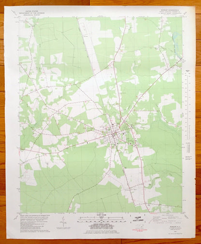 Antique Burgaw, North Carolina 1981 US Geological Survey Topographic Map – Murray Town, Van Eden, St Helena, Pender County, Cape Fear, NC