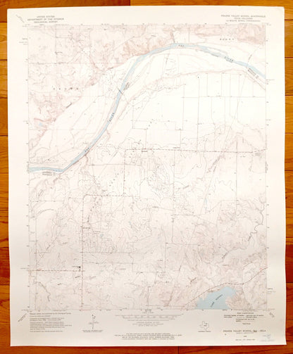 Antique Prairie Valley School, Texas & Brown, Oklahoma 1968 US Geological Survey Topographic Map – Lake Nocona, Red River Rowland,Hynds City