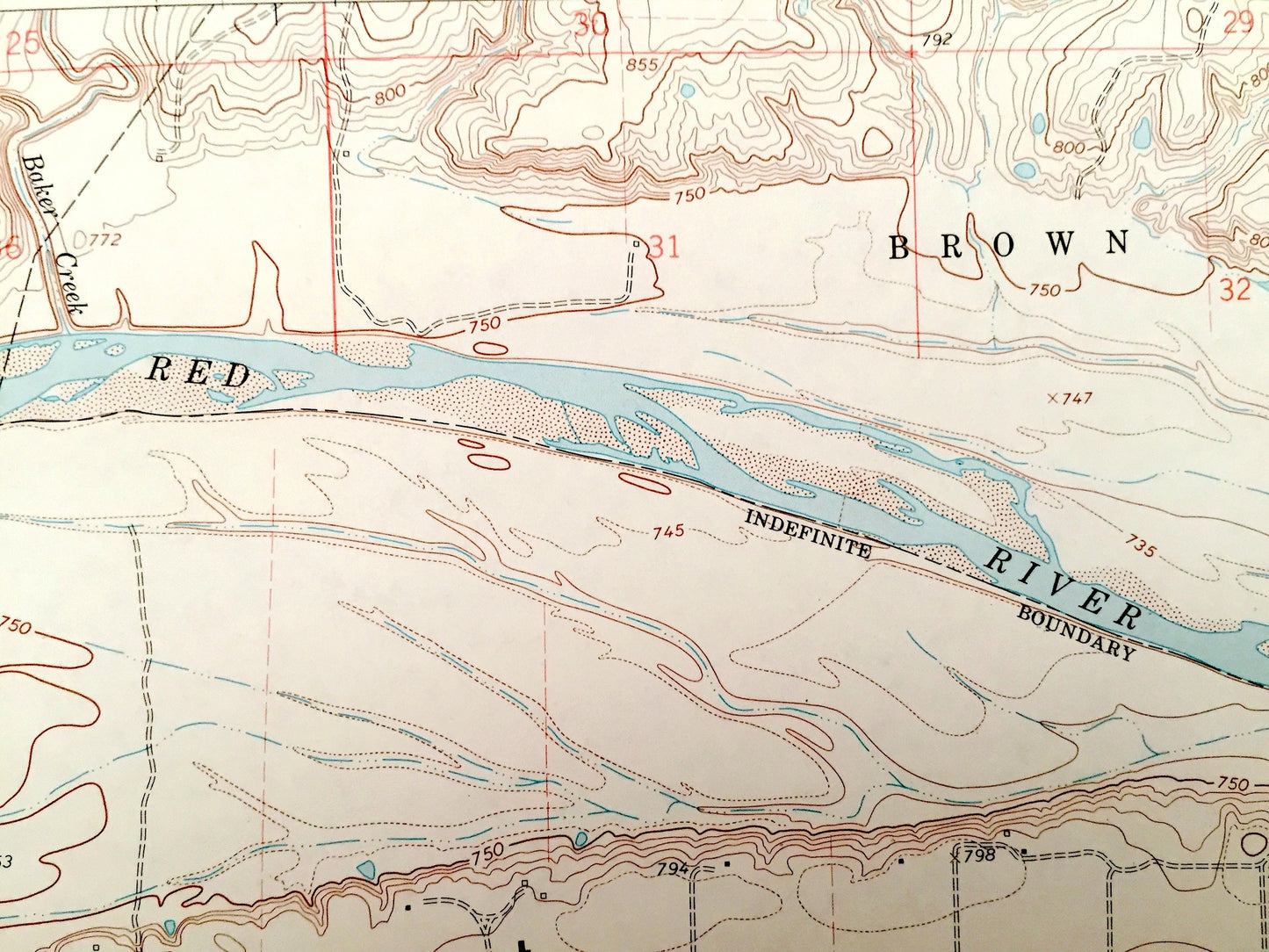Antique Prairie Valley School, Texas & Brown, Oklahoma 1968 US Geological Survey Topographic Map – Lake Nocona, Red River Rowland,Hynds City