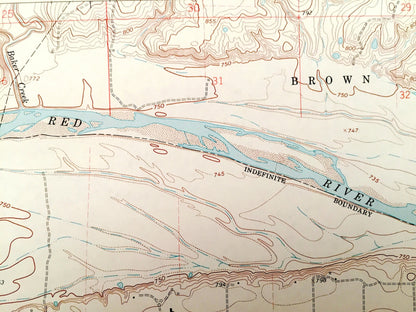 Antique Prairie Valley School, Texas & Brown, Oklahoma 1968 US Geological Survey Topographic Map – Lake Nocona, Red River Rowland,Hynds City