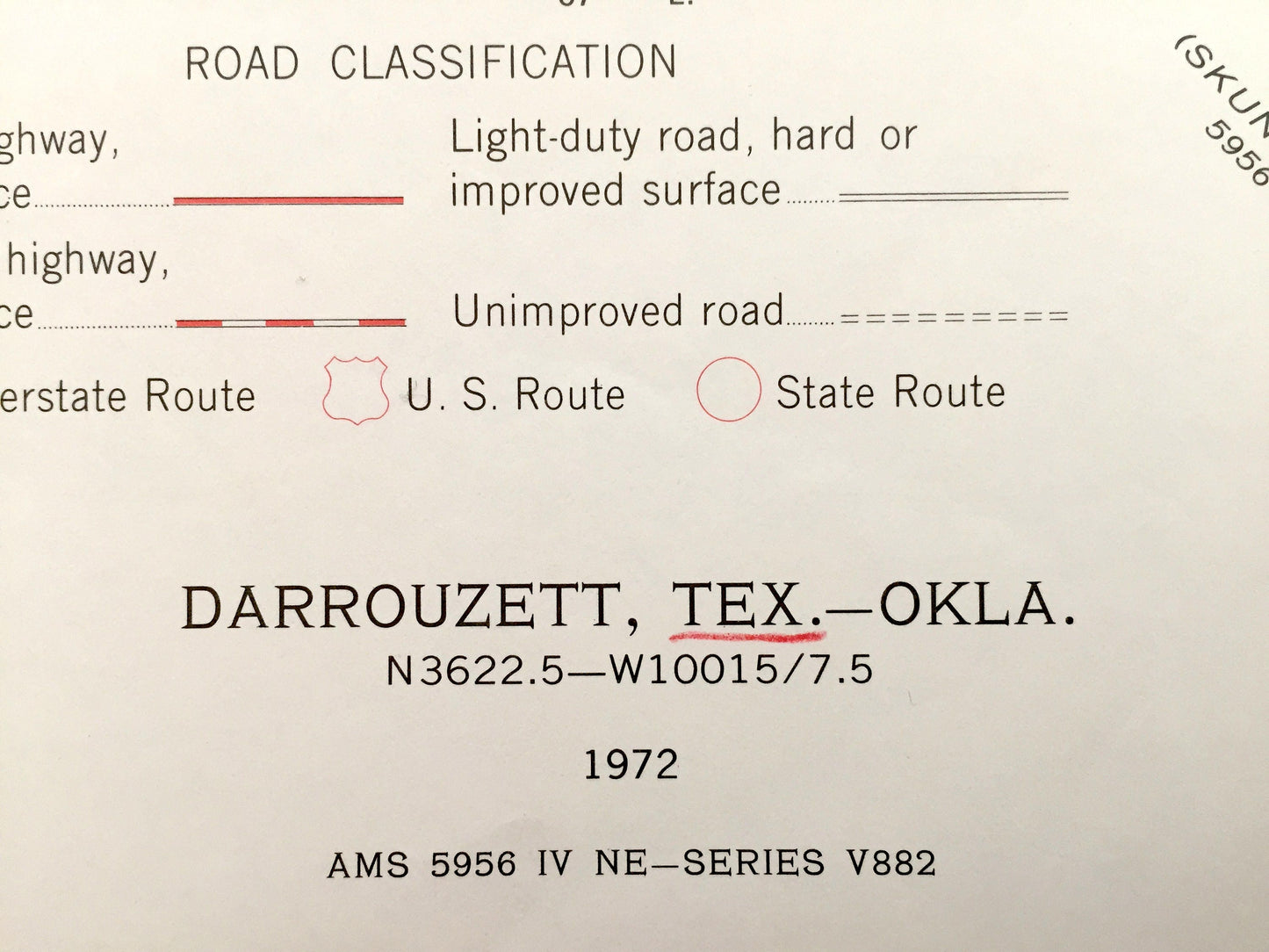 Antique Darrouzett, Texas 1972 US Geological Survey Topographic Map – Atchison Topeka and Sante Fe Railroad, Lipscomb County, Oil Fields