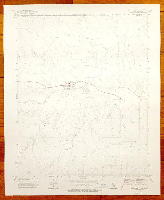 Antique Darrouzett, Texas 1972 US Geological Survey Topographic Map – Atchison Topeka and Sante Fe Railroad, Lipscomb County, Oil Fields